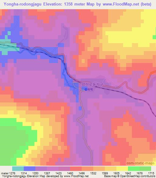 Yongha-rodongjagu,North Korea Elevation Map