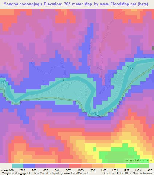 Yongha-nodongjagu,North Korea Elevation Map