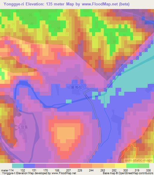 Yonggye-ri,North Korea Elevation Map