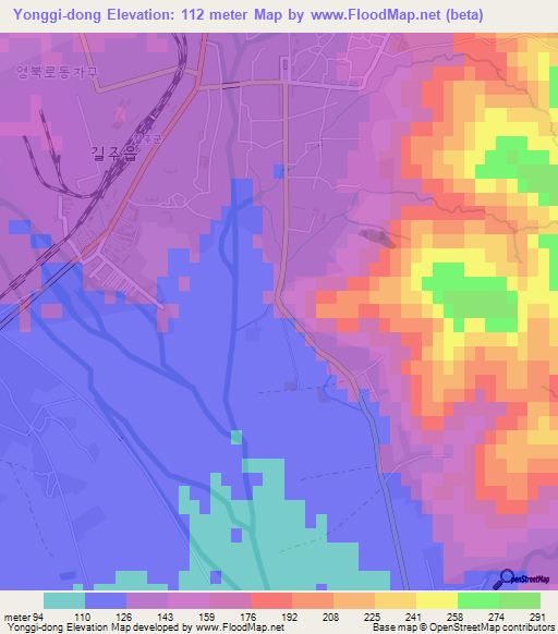 Yonggi-dong,North Korea Elevation Map