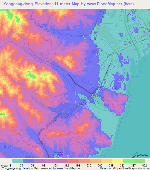Yonggang-dong,North Korea Elevation Map