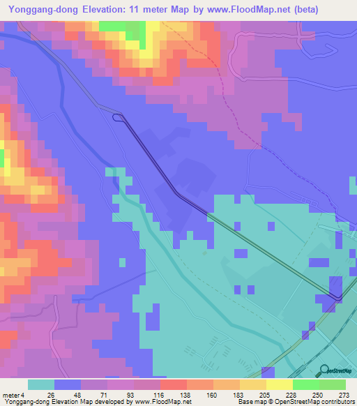 Yonggang-dong,North Korea Elevation Map