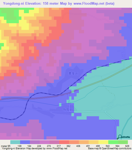 Yongdong-ni,North Korea Elevation Map