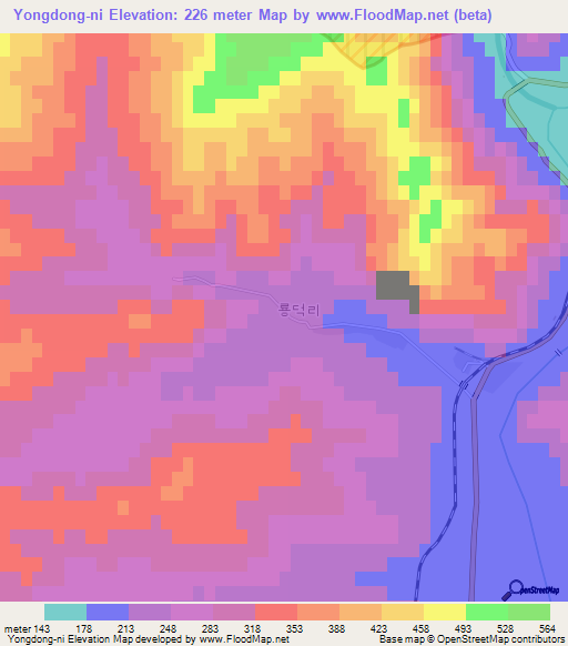 Yongdong-ni,North Korea Elevation Map
