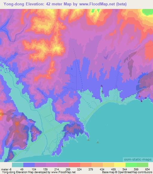 Yong-dong,North Korea Elevation Map