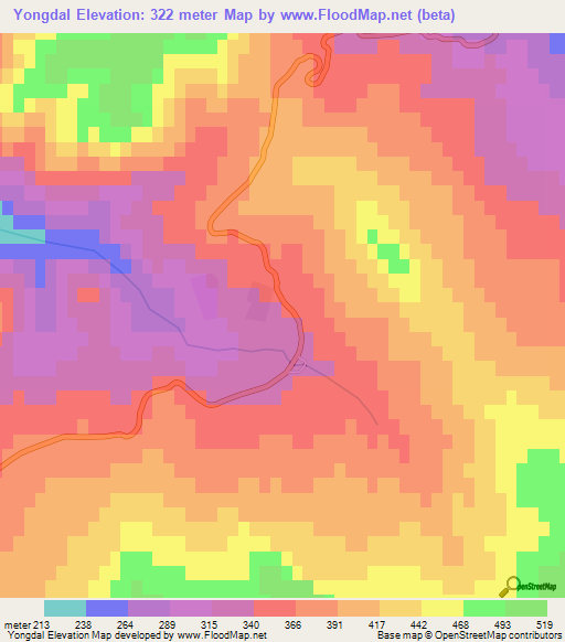 Yongdal,North Korea Elevation Map