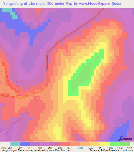 Yongch'ung-ni,North Korea Elevation Map