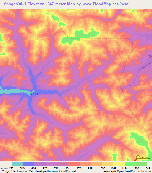 Yongch'ul-li,North Korea Elevation Map