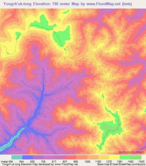Yongch'uk-tong,North Korea Elevation Map