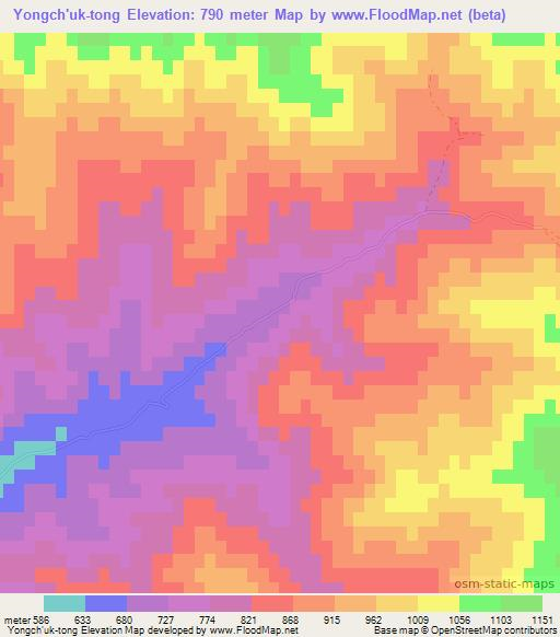 Yongch'uk-tong,North Korea Elevation Map
