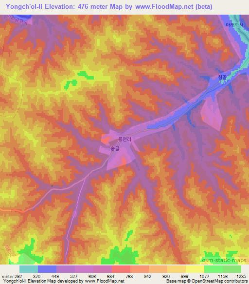Yongch'ol-li,North Korea Elevation Map
