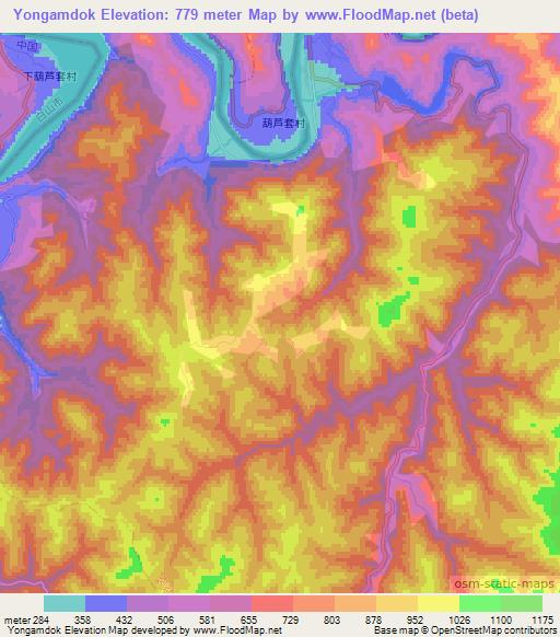 Yongamdok,North Korea Elevation Map