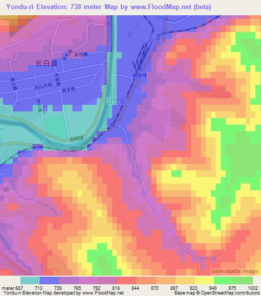 Yondu-ri,North Korea Elevation Map