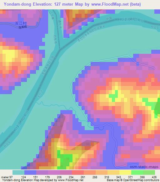 Yondam-dong,North Korea Elevation Map