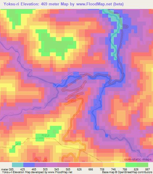 Yoksu-ri,North Korea Elevation Map