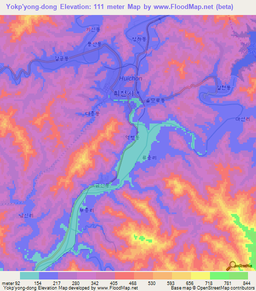 Yokp'yong-dong,North Korea Elevation Map
