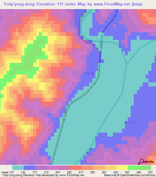 Yokp'yong-dong,North Korea Elevation Map