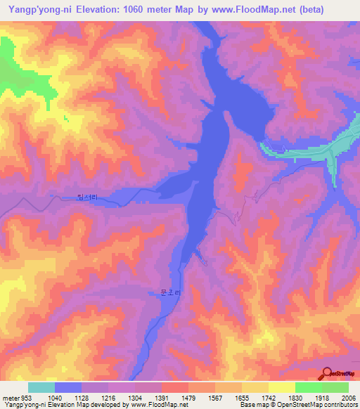 Yangp'yong-ni,North Korea Elevation Map