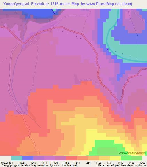 Yangp'yong-ni,North Korea Elevation Map