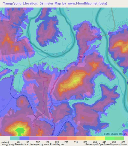 Yangp'yong,North Korea Elevation Map
