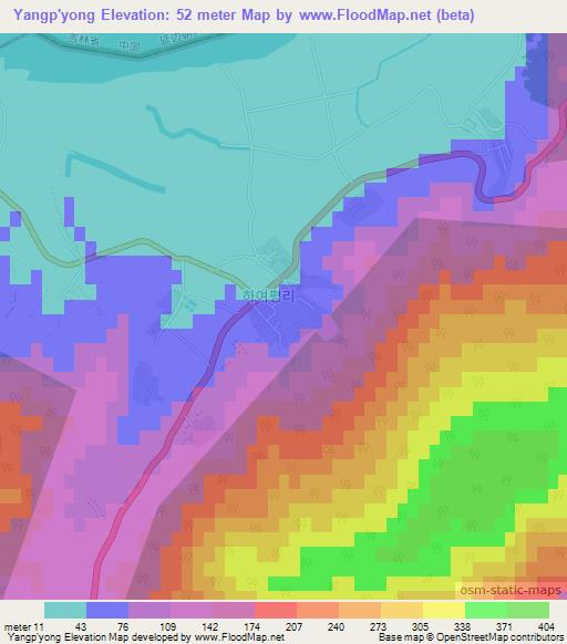 Yangp'yong,North Korea Elevation Map