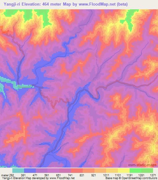Yangji-ri,North Korea Elevation Map