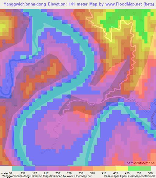 Yanggwich'onha-dong,North Korea Elevation Map