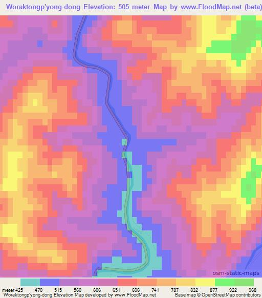 Woraktongp'yong-dong,North Korea Elevation Map