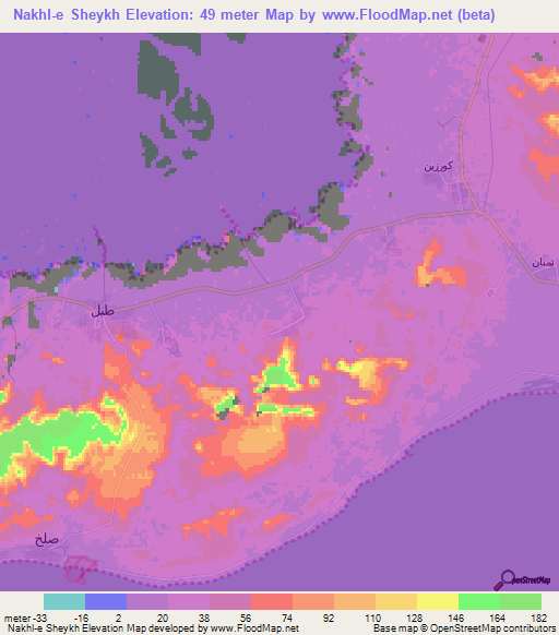 Nakhl-e Sheykh,Iran Elevation Map