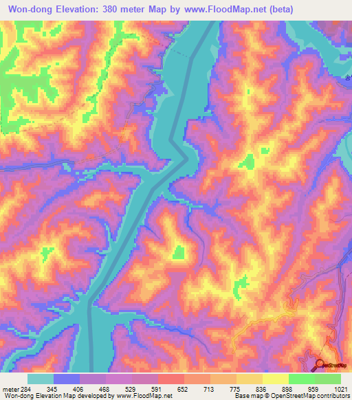 Won-dong,North Korea Elevation Map