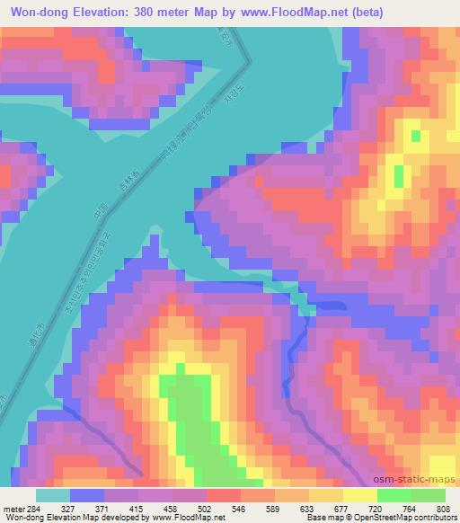 Won-dong,North Korea Elevation Map