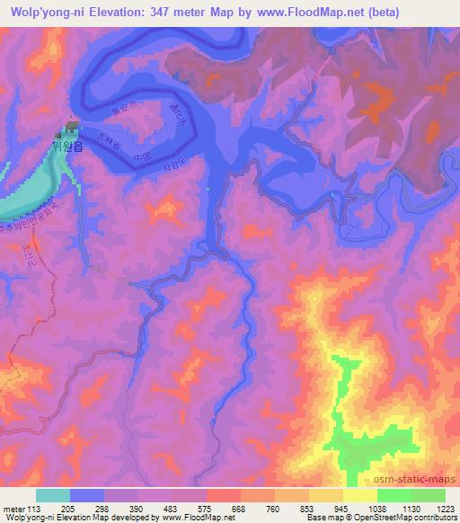 Wolp'yong-ni,North Korea Elevation Map