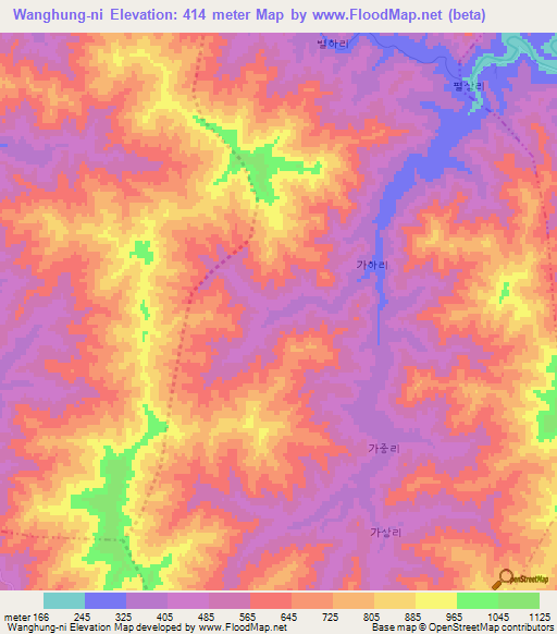 Wanghung-ni,North Korea Elevation Map