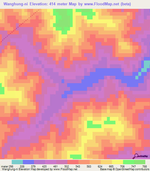 Wanghung-ni,North Korea Elevation Map