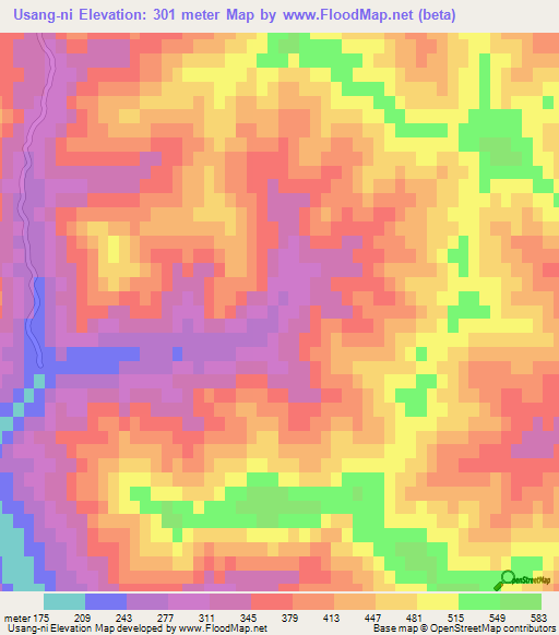 Usang-ni,North Korea Elevation Map