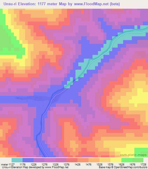 Unsu-ri,North Korea Elevation Map
