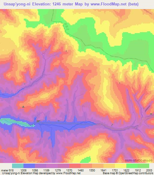 Unsap'yong-ni,North Korea Elevation Map