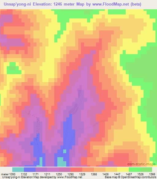 Unsap'yong-ni,North Korea Elevation Map