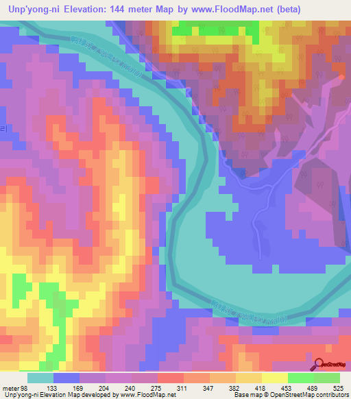 Unp'yong-ni,North Korea Elevation Map