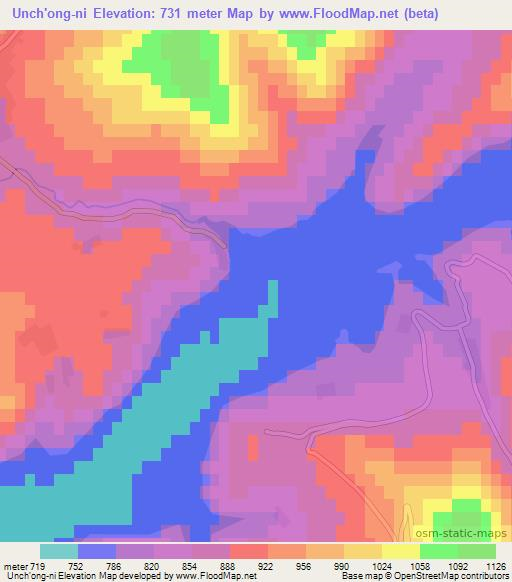 Unch'ong-ni,North Korea Elevation Map