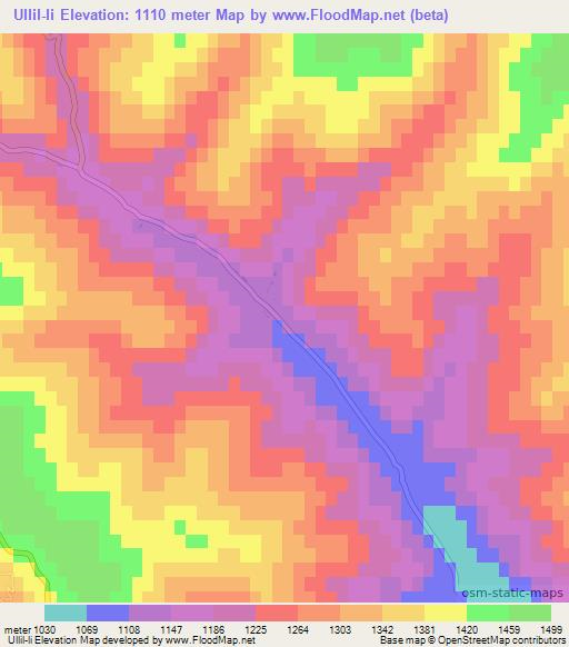 Ullil-li,North Korea Elevation Map