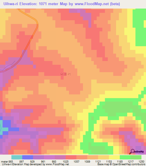Uihwa-ri,North Korea Elevation Map