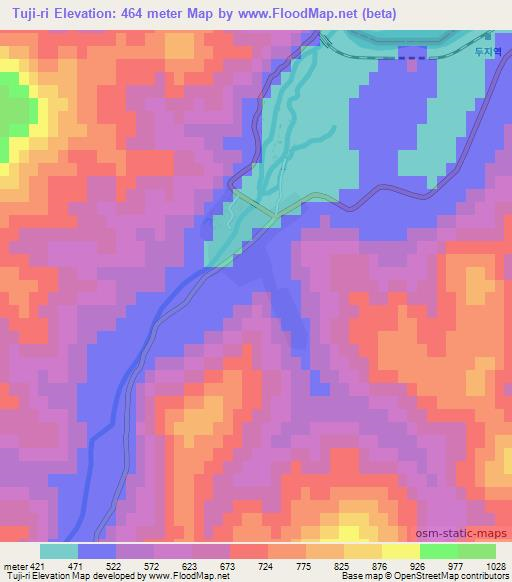 Tuji-ri,North Korea Elevation Map