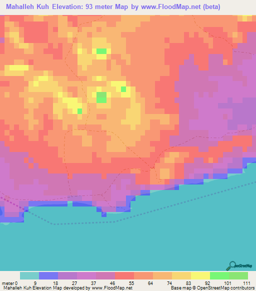 Mahalleh Kuh,Iran Elevation Map