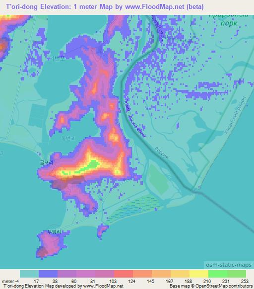 T'ori-dong,North Korea Elevation Map