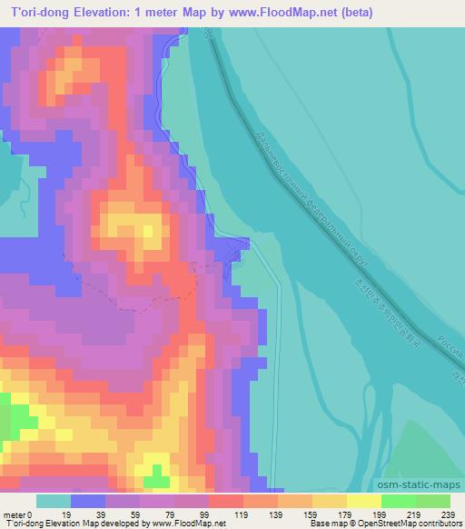 T'ori-dong,North Korea Elevation Map