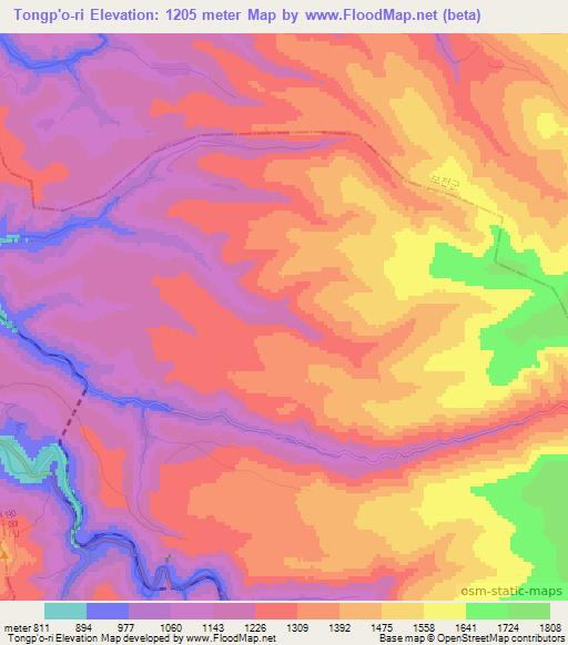 Tongp'o-ri,North Korea Elevation Map