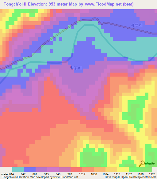 Tongch'ol-li,North Korea Elevation Map