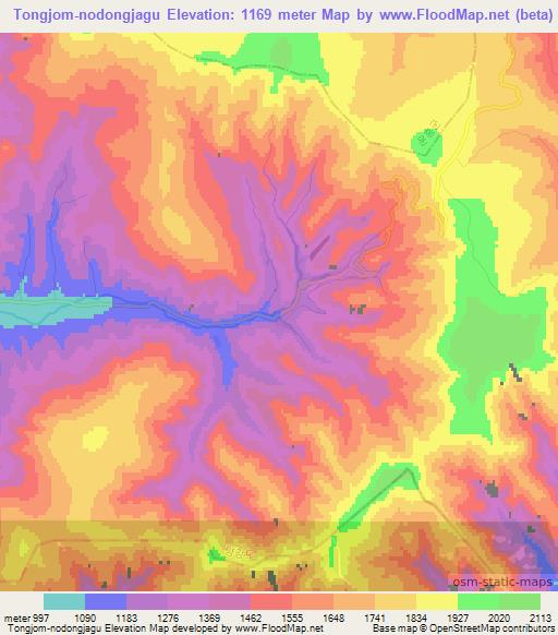 Tongjom-nodongjagu,North Korea Elevation Map