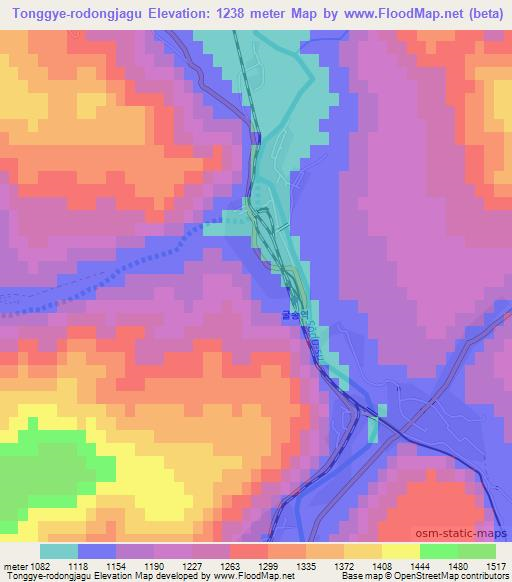 Tonggye-rodongjagu,North Korea Elevation Map